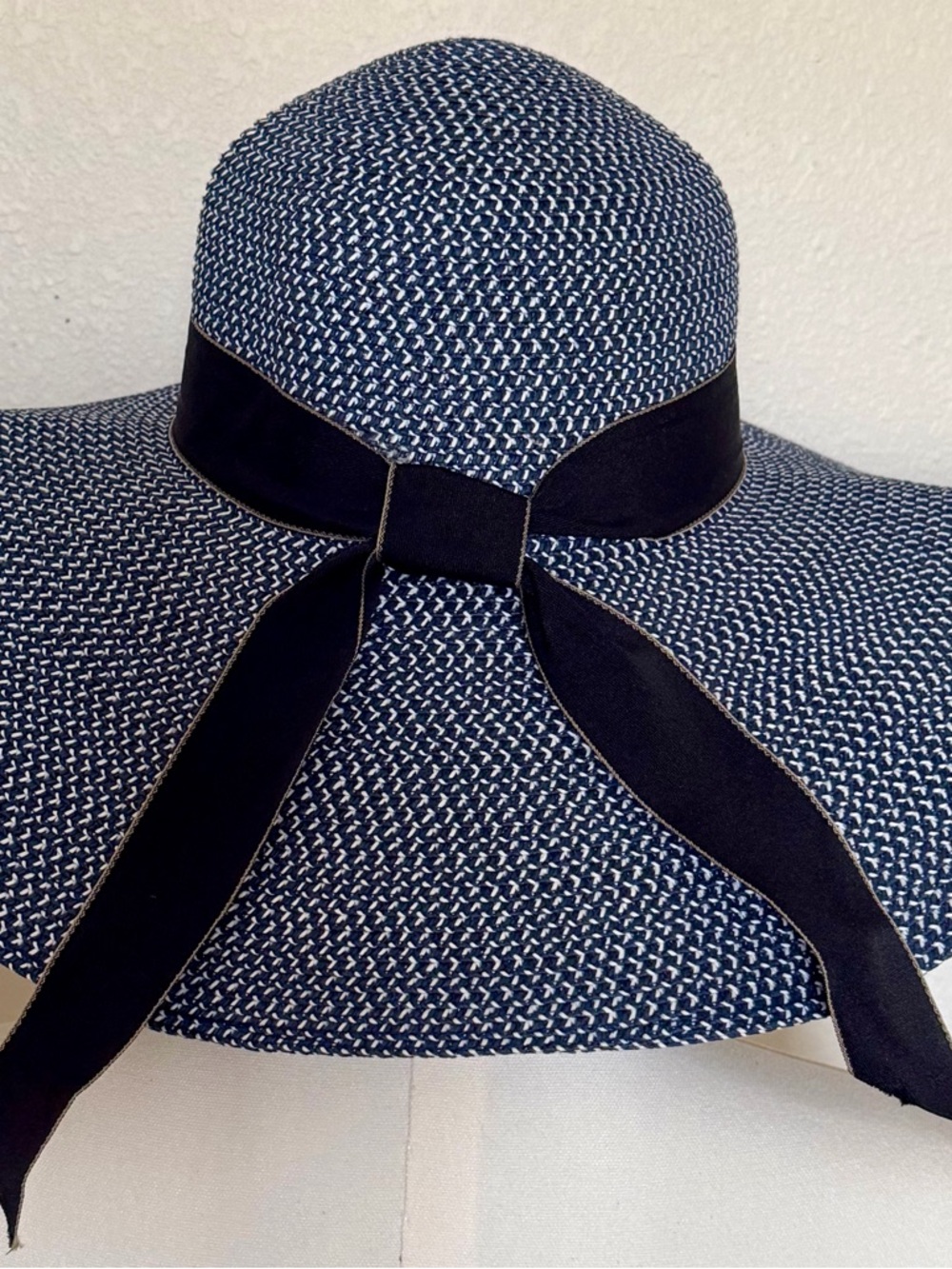 Bundle! - Two Wide Brim Sun Hats- Black Ribbon Trim - Tan and Navy - Picture 7 of 7